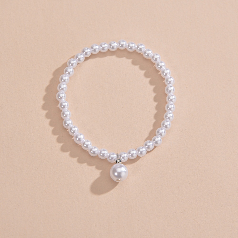 White jewelry,White Pearl Design Beaded Metal Anklet