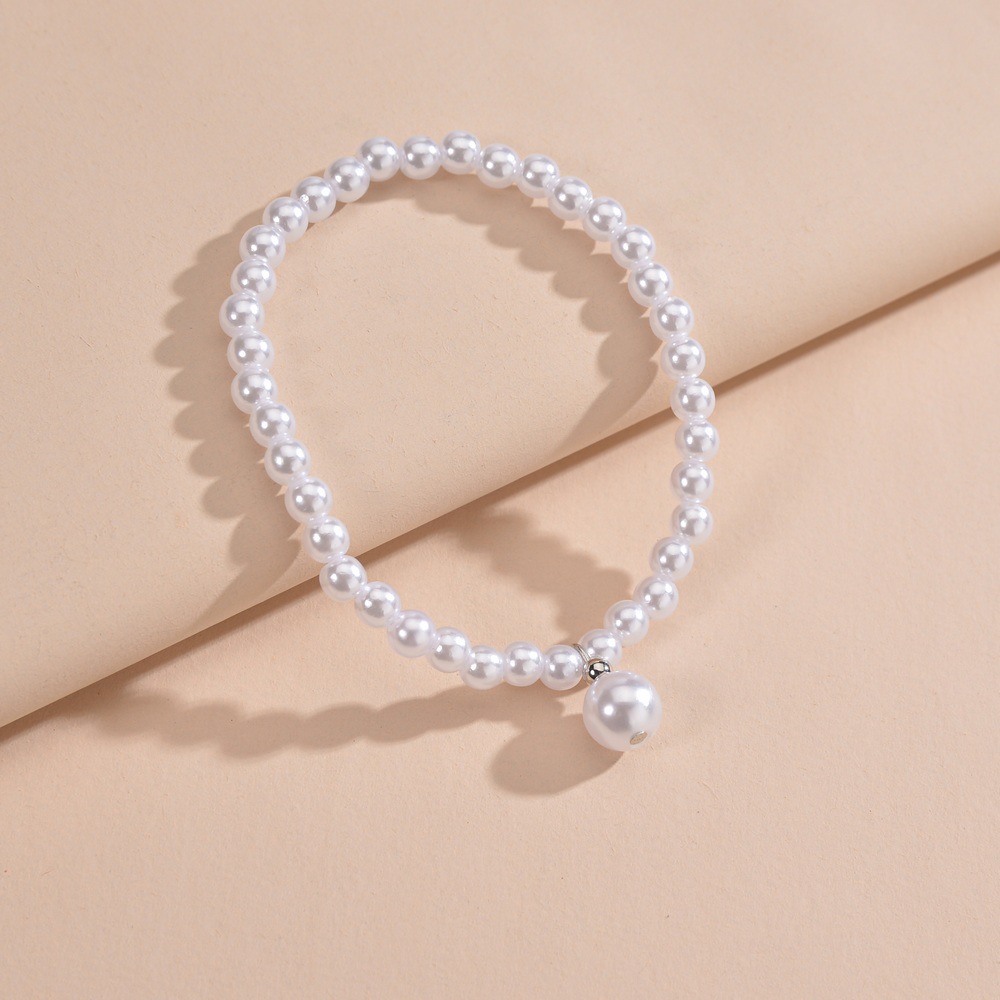 White jewelry,White Pearl Design Beaded Metal Anklet