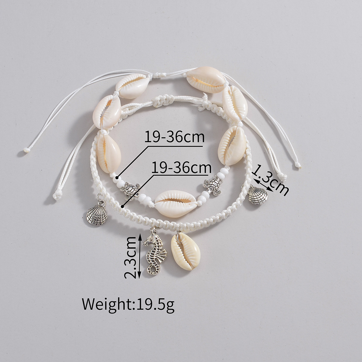 White jewelry,Animal Print jewelry,Shell White Seed Beads Anklet Set
