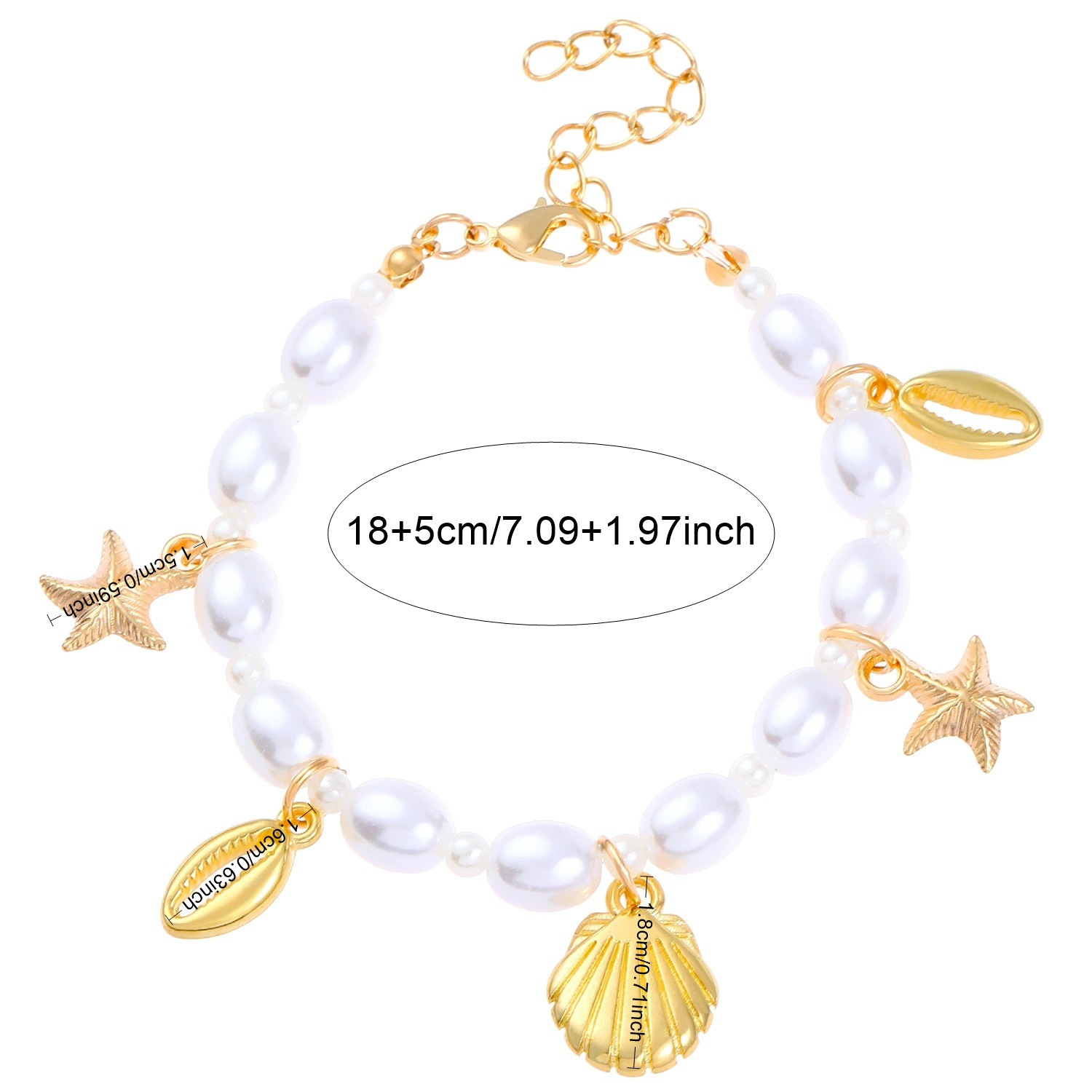 Golden jewelry,Golden Color Shell Iron Pearl Bracelet