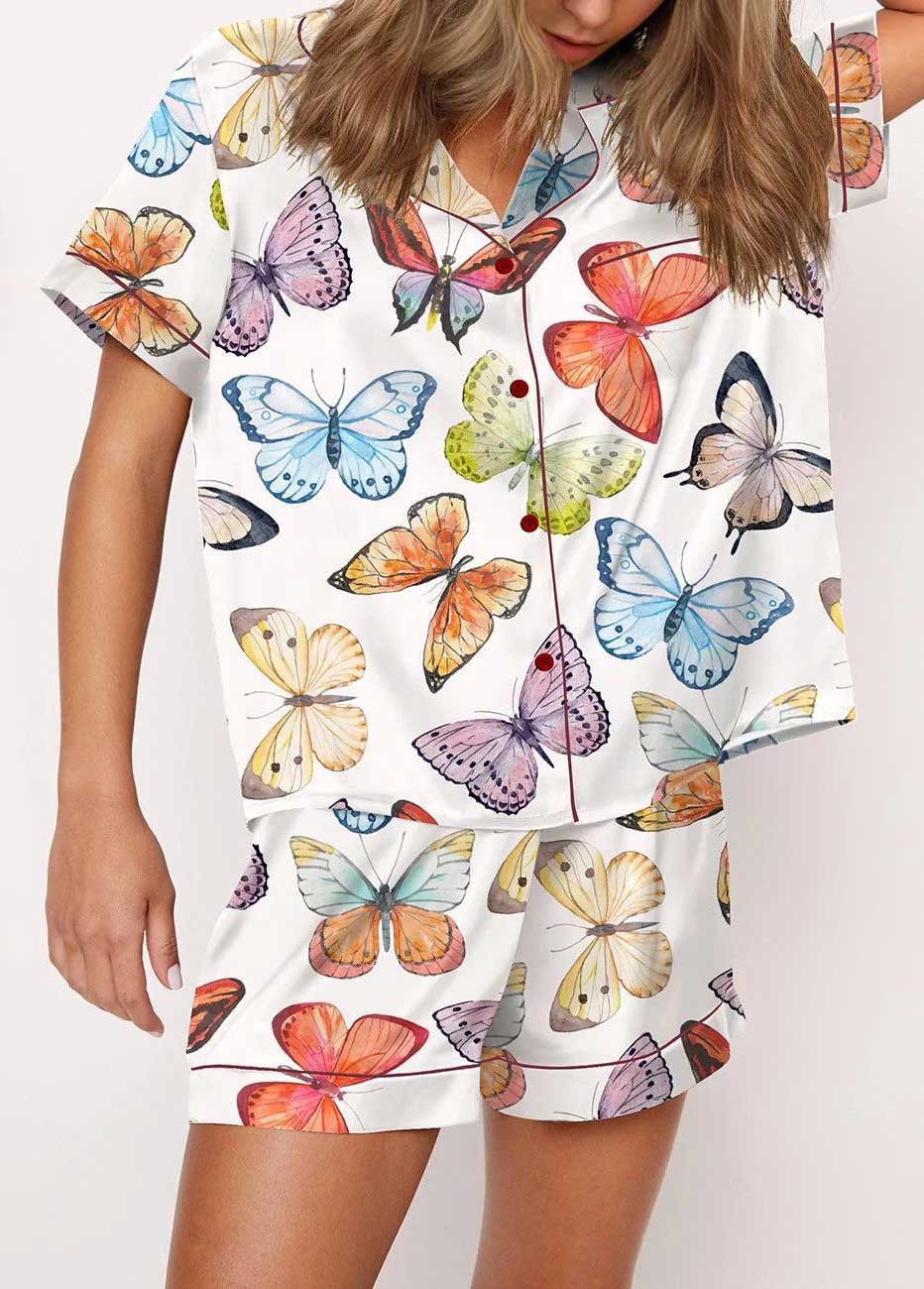 mehrfarbiges Lounge-Top und Shorts mit Animalprint