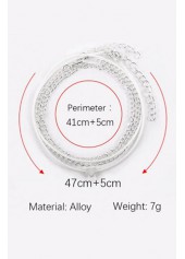 Silvery White jewelry,Silver Metal Heart Shape Anklet Set for Woman