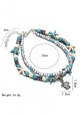 Cyan jewelry,Other jewelry,Round Layered Beads Detail Cyan Anklet