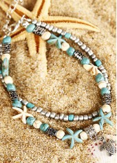 Cyan jewelry,Other jewelry,Round Layered Beads Detail Cyan Anklet