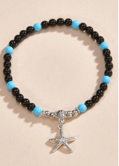 Black jewelry,Geometric jewelry,Animal Print jewelry,Starfish Beaded Geometric Black Polyresin Anklet