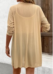 Light Camel tops,Plain Color tops,Button Lightweight Long Sleeve Light Cardigan