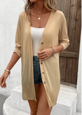 Leichte Strickjacke mit langen Ärmeln und Knopfleiste