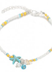 Yellow jewelry,Yellow Color Pearl Alloy Detail Anklet