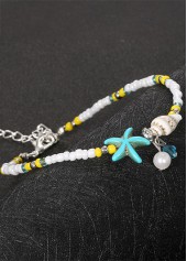 Yellow jewelry,Yellow Color Pearl Alloy Detail Anklet