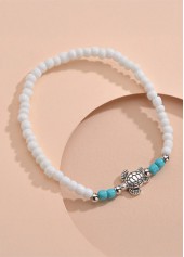 White jewelry,Turquoise jewelry,Contrast Color jewelry,Sea Turtle Design White Polyresin Anklet