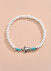 White jewelry,Turquoise jewelry,Contrast Color jewelry,Sea Turtle Design White Polyresin Anklet