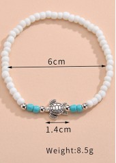 White jewelry,Turquoise jewelry,Contrast Color jewelry,Sea Turtle Design White Polyresin Anklet