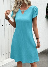 Mint Green dresses,Plain Color dresses,Everyday dresses,Casual dresses,ROTITA Jacquard Mint Green A Line Round Neck Dress