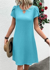Mint Green dresses,Plain Color dresses,Everyday dresses,Casual dresses,ROTITA Jacquard Mint Green A Line Round Neck Dress