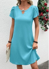Mint Green dresses,Plain Color dresses,Everyday dresses,Casual dresses,ROTITA Jacquard Mint Green A Line Round Neck Dress