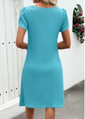 Mint Green dresses,Plain Color dresses,Everyday dresses,Casual dresses,ROTITA Jacquard Mint Green A Line Round Neck Dress
