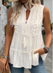 Rotita – beiges ärmelloses Tanktop mit V-Ausschnitt