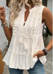 Beige tops,Plain Color tops,ROTITA Beige V Neck Sleeveless Tank Top