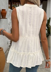 Beige tops,Plain Color tops,ROTITA Beige V Neck Sleeveless Tank Top