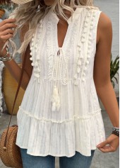 Beige tops,Plain Color tops,ROTITA Beige V Neck Sleeveless Tank Top