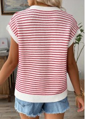 Red tops,Contrast Color tops,Red Round Neck Short Sleeve T Shirt