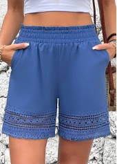 Denim Blue bottoms,Plain Color bottoms,Denim Blue High Waisted Cover Up