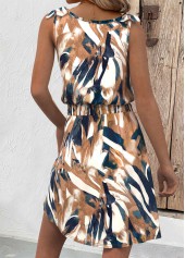 Multi Color dresses,Geometric dresses,Everyday dresses,Casual dresses,ROTITA Button Geometric Print White Short V Neck Sleeveless Dress