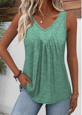 Sage Green tops,Plain Color tops,ROTITA Sage Green V Neck Sleeveless Tank Top