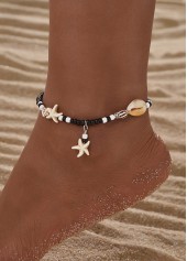 Bracelet de cheville en polyrésine avec étoile de couleur noire