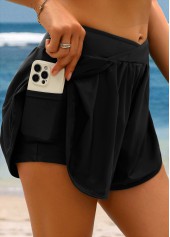 short de bain taille haute noir rotita