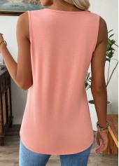 Dusty Pink tops,Plain Color tops,ROTITA Dusty Pink Round Neck Sleeveless Tank Top