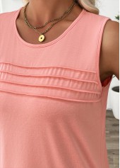 Dusty Pink tops,Plain Color tops,ROTITA Dusty Pink Round Neck Sleeveless Tank Top