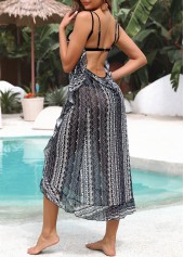 Black swimwear,Tribal swimwear,Black Criss Cross Tribal Print Cover Up