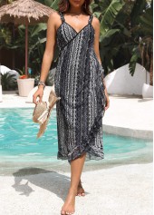 Black swimwear,Tribal swimwear,Black Criss Cross Tribal Print Cover Up