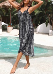 Black swimwear,Tribal swimwear,Black Criss Cross Tribal Print Cover Up