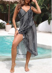 Black swimwear,Tribal swimwear,Black Criss Cross Tribal Print Cover Up