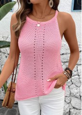 Pink Round Neck Sleeveless Tank Top