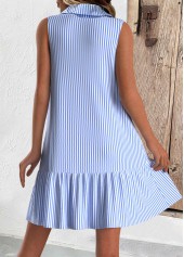 Light Blue dresses,Striped dresses,Geometric dresses,Everyday dresses,Casual dresses,ROTITA Button Striped Light Blue Short A Line Sleeveless Dress
