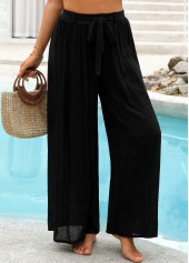 Black swimwear,Plain Color swimwear,Black Ankle-length Cover Up Beach Pants