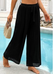 Black swimwear,Plain Color swimwear,Black Ankle-length Cover Up Beach Pants