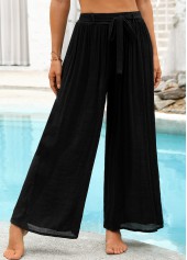 Black swimwear,Plain Color swimwear,Black Ankle-length Cover Up Beach Pants