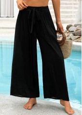 Black swimwear,Plain Color swimwear,Black Ankle-length Cover Up Beach Pants