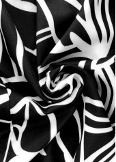 Black bottoms,Plants bottoms,Floral bottoms,Random Floral Print Black Straight Leg Elastic Waist Pants