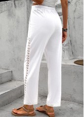 White bottoms,Plain Color bottoms,White Elastic Waist High Waisted Pants