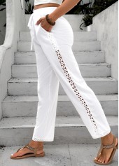 White bottoms,Plain Color bottoms,White Elastic Waist High Waisted Pants
