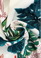 Blackish Green bottoms,Plants bottoms,Plants Print Blackish Green Wide Leg Elastic Waist Pants