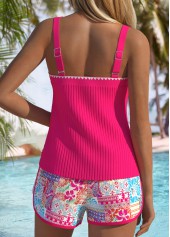 Hot Pink swimwear,Tribal swimwear,ROTITA Two Piece Hot Pink Tribal Print Tankini Set