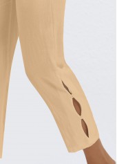 Light Coffee bottoms,Plain Color bottoms,Elastic Waist Light Coffee High Waisted Pants