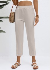 Grey bottoms,Plain Color bottoms,Elastic Waist High Waisted Grey Pants
