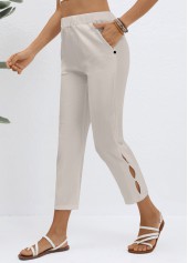 Grey bottoms,Plain Color bottoms,Elastic Waist High Waisted Grey Pants